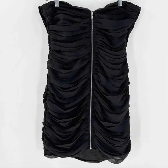 Walter By Walter Baker Black Ruched Chiffon Strapless Party Mini Dress NWT S - Picture 6 of 16